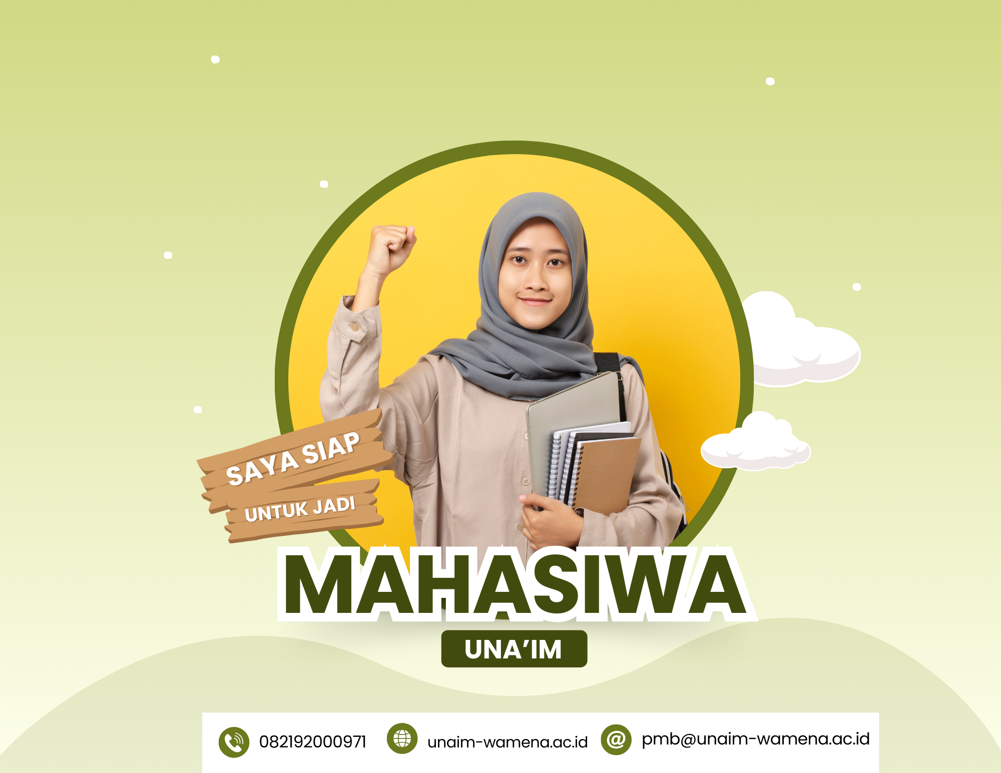 Hijau Minimalis Calon Mahasiswa Baru Twibbon (Brosur Lipat Tiga)